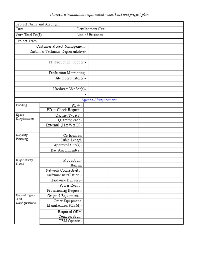 Hardware Staging Checklist PDF Data Center Electrical Connector