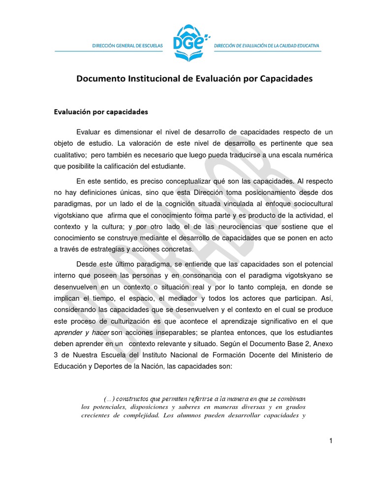 Evaluación de Capacidades Educativas | PDF | Evaluación | Plan de estudios