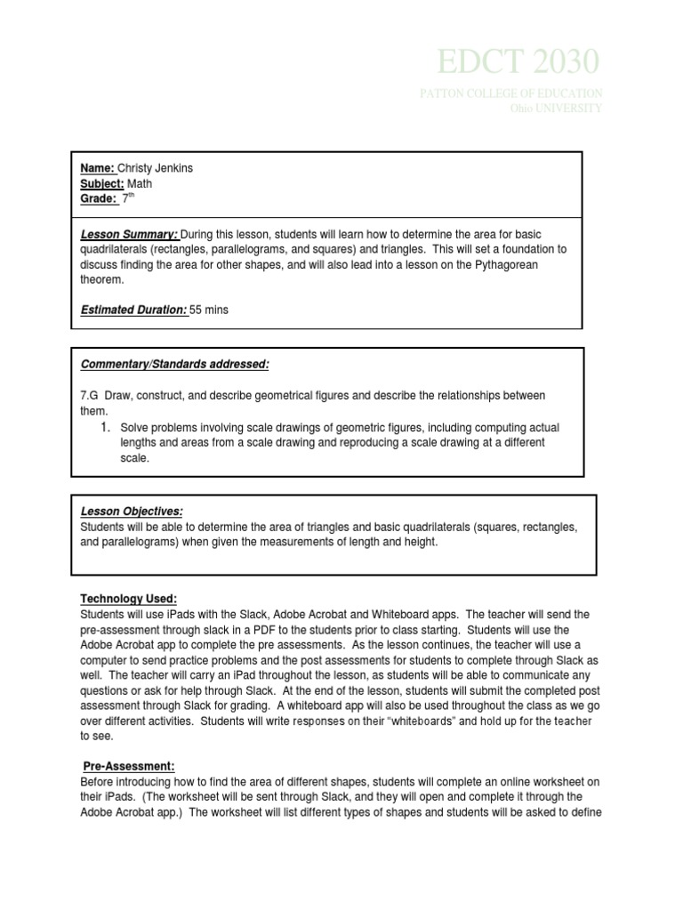 Lesson Plan Download Free Pdf Educational Assessment Homework