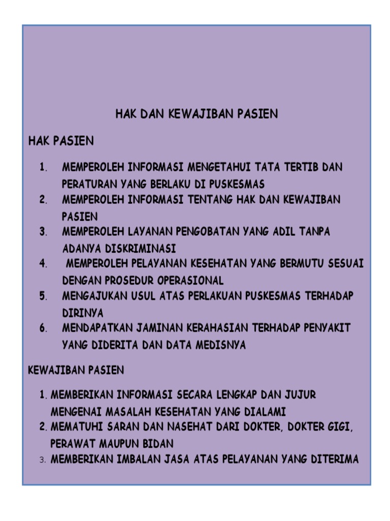 Hak Dan Kewajiban Pasien Banner | PDF
