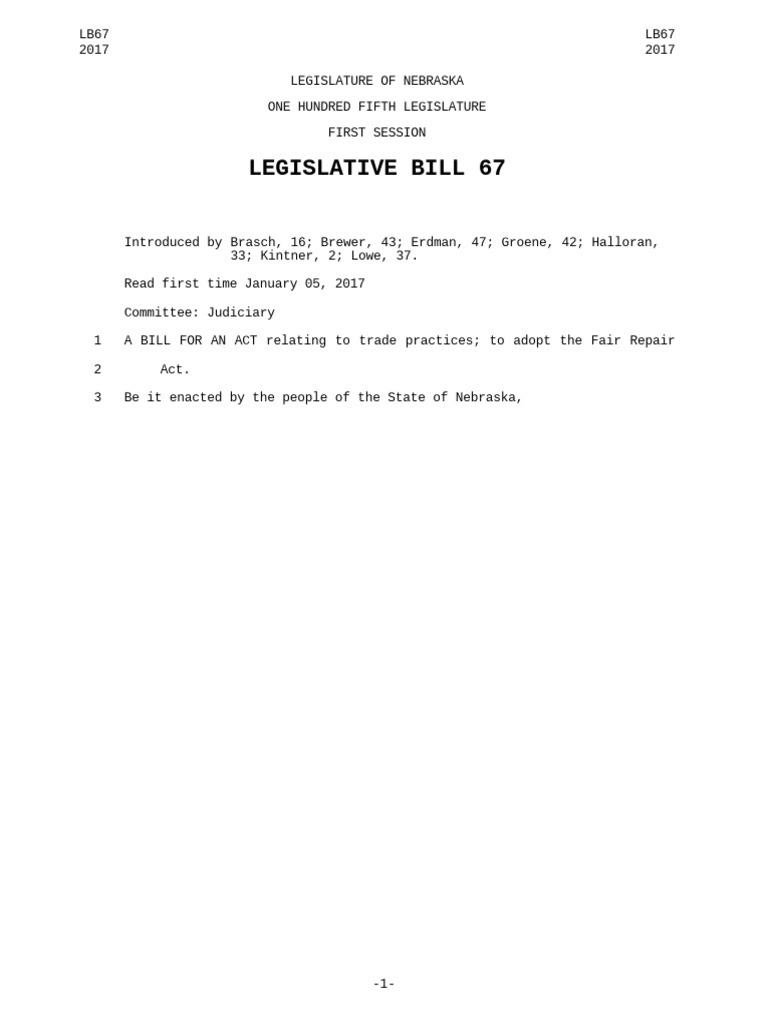 Nebraska Right To Repair PDF
