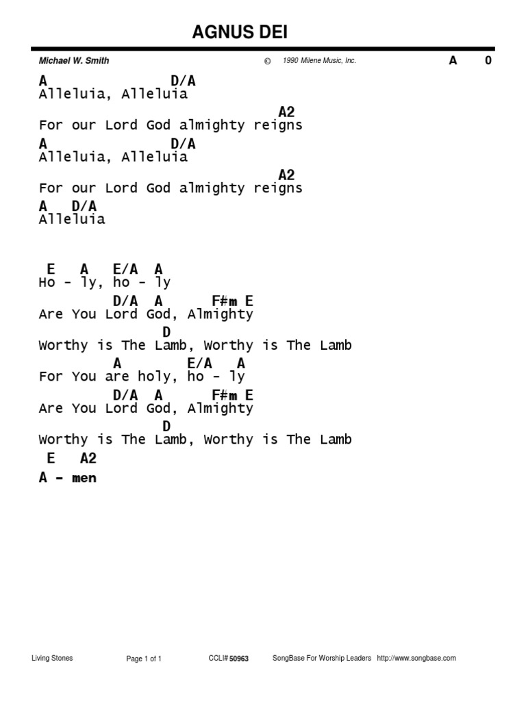 Agnus dei chord chart pdf pdf lamb of god canonical gospels