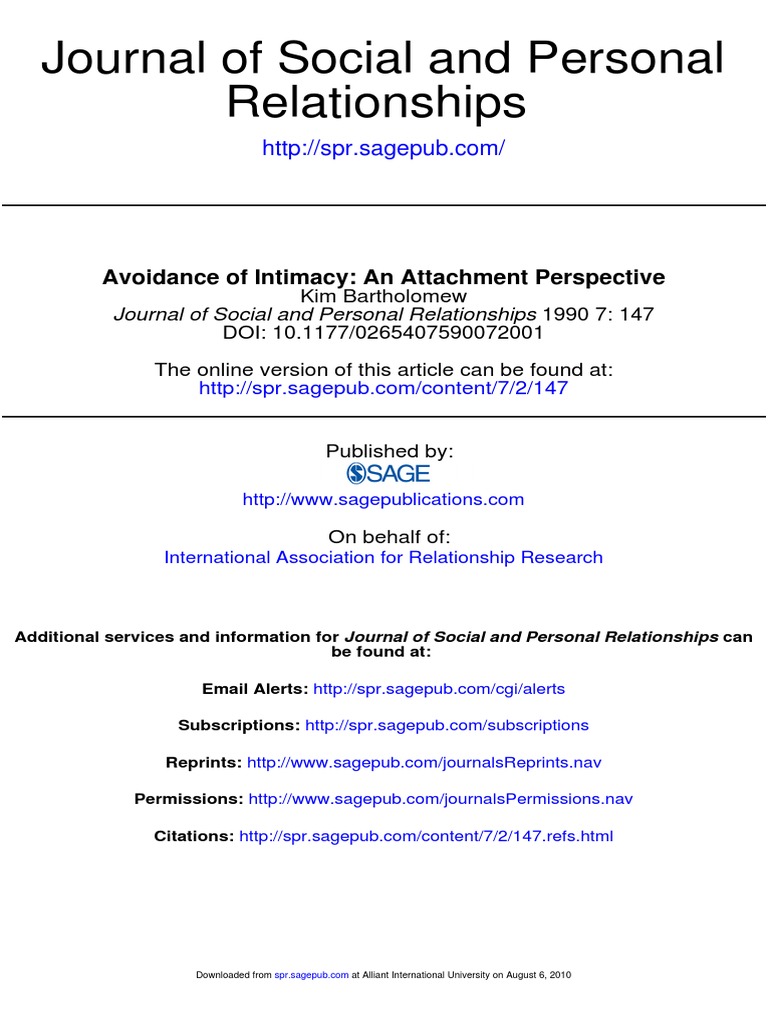 Journal of Social and Personal Relationships 1990 Bartholomew 147 781