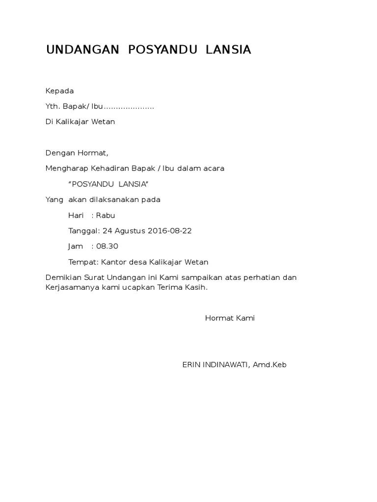 UNDANGAN POSYANDU LANSIA