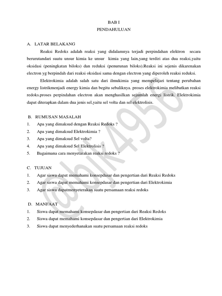 Makalah Kimia Reaksi Redoks Dan Elektrokimia