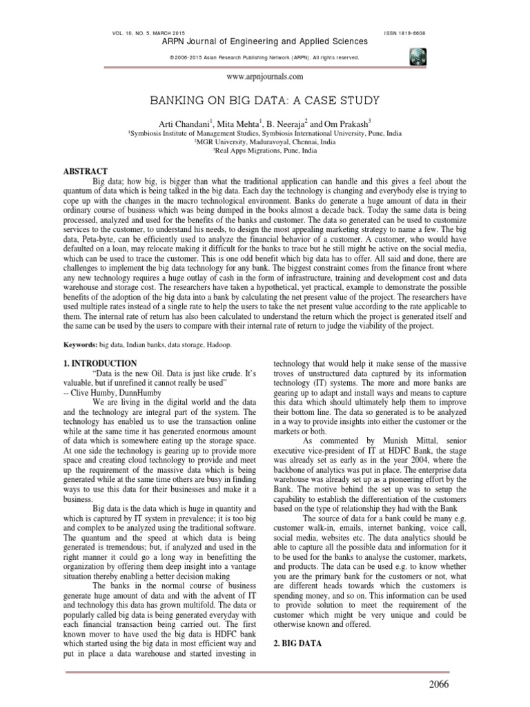 Banking On Big Data - A Case Study PDF | PDF | Big Data | Internal Rate