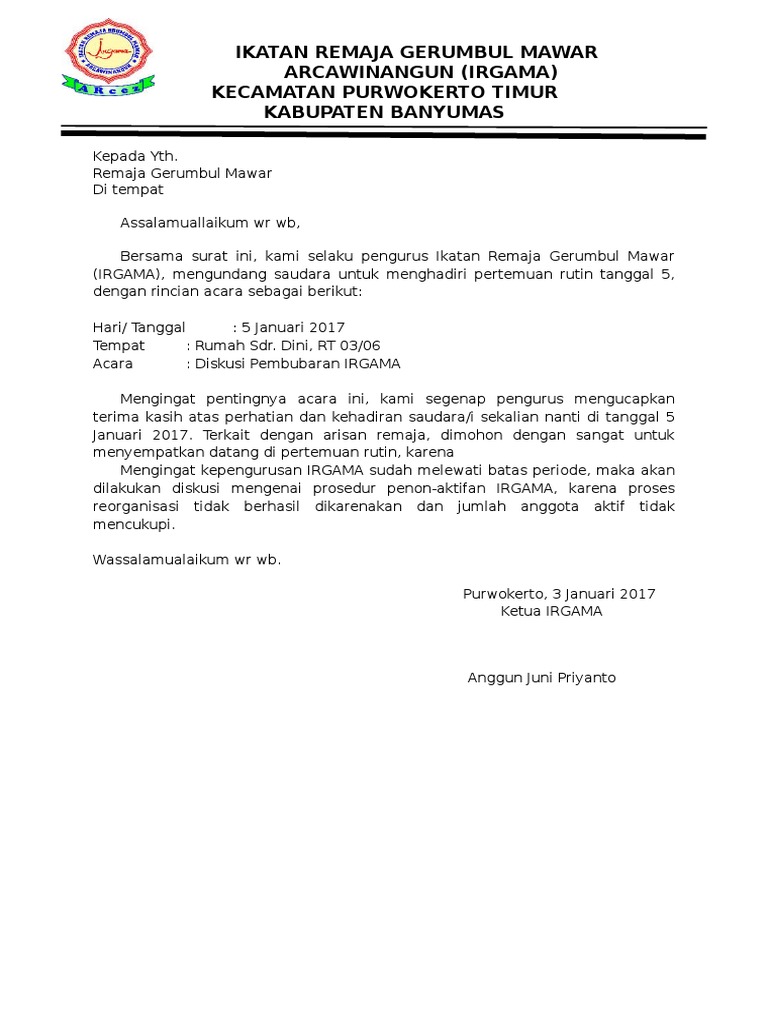 Prescottmonstercross: Contoh Surat Undangan Reorganisasi