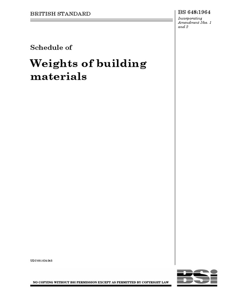 BS648-1964 Weights of Building Materials PDF | PDF | Units Of 