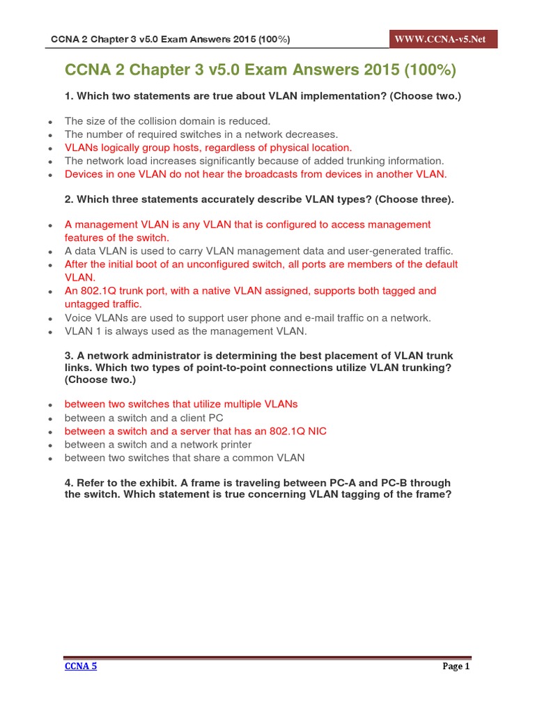CCNA 2 Chapter 3 Exam Solutions | PDF | Network Switch | Cisco ...