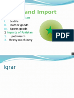 Export and Import: Exports of Pakistan