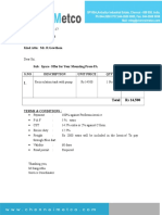 Uttam Value Steels LTD Wardha. Kind Attn: Mr. R.Gowtham: Total Rs 14,500