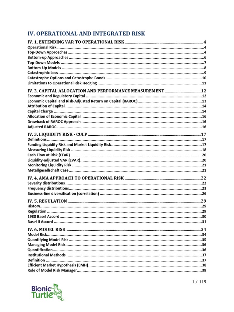 Iv. Operational and Integrated Risk | PDF | Basel Ii | Tier 1 Capital