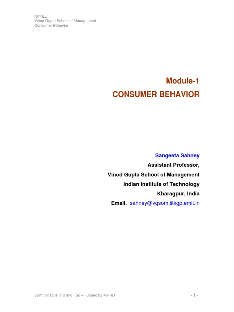 Module 1 1 PDF | PDF | Consumer Behaviour | Behavior