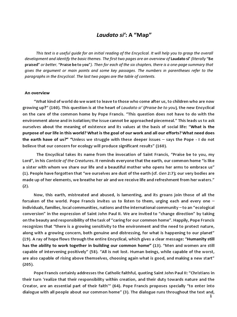 Laudato Si Summary | PDF | Pope Francis | Ecology