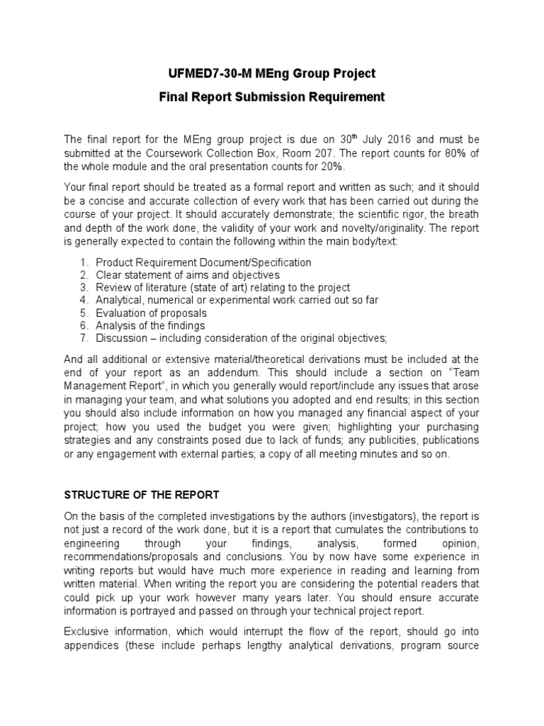 MEng Group Project Final Report Guidelines | PDF | Theory | Evaluation