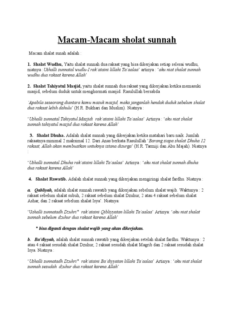 Niat Shalat Sunat Rawatib 4 Rakaat