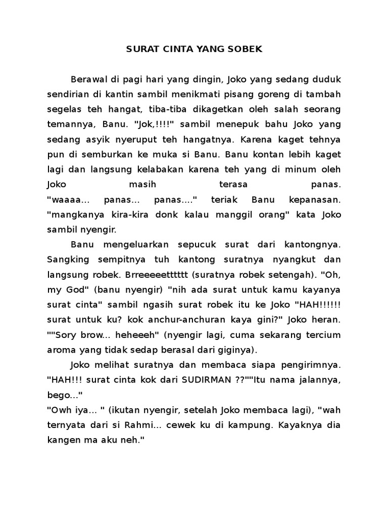 Cerpen Surat Cinta Yang Sobek