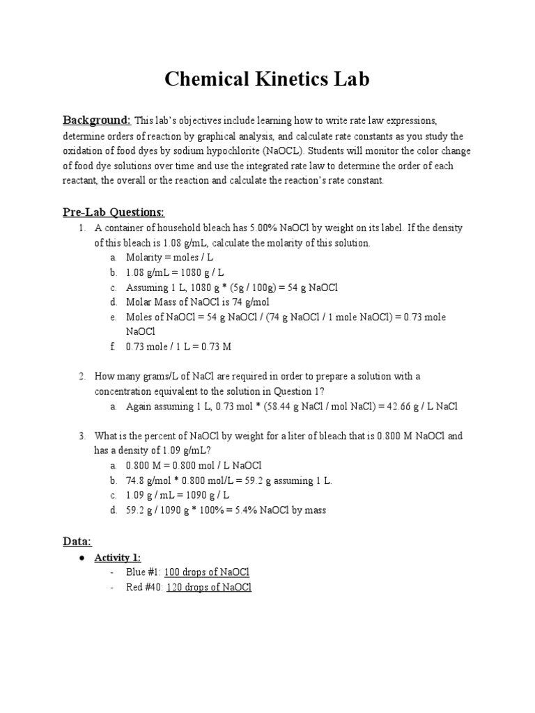 Chemistry Lab Mole Unit Reaction Rate