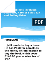Word Problems Involving Sales Tax, Selling Price