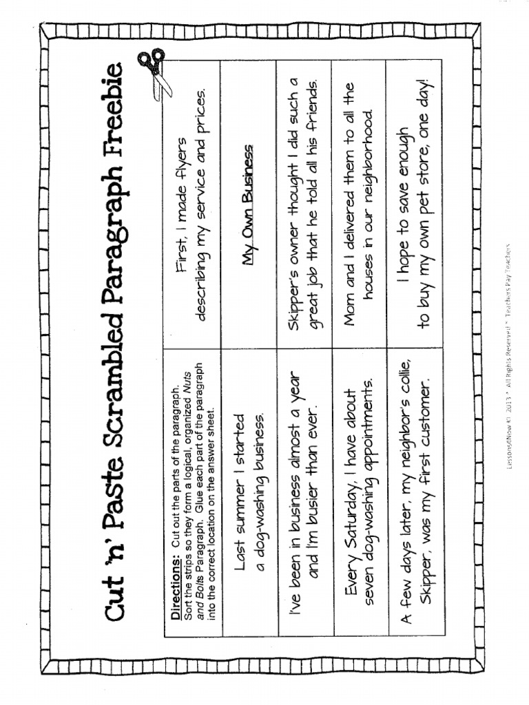 Psi Formative Paragraph Worksheet | PDF