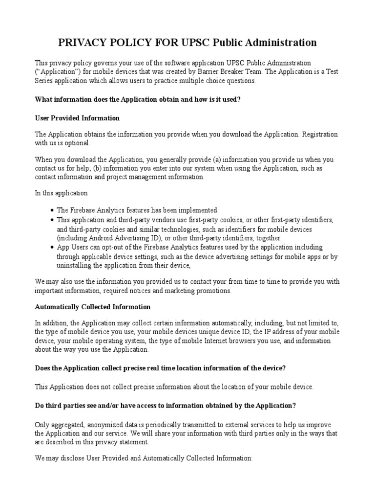 UPSC Public Administration Privacy Policy | PDF | Privacy | Internet ...
