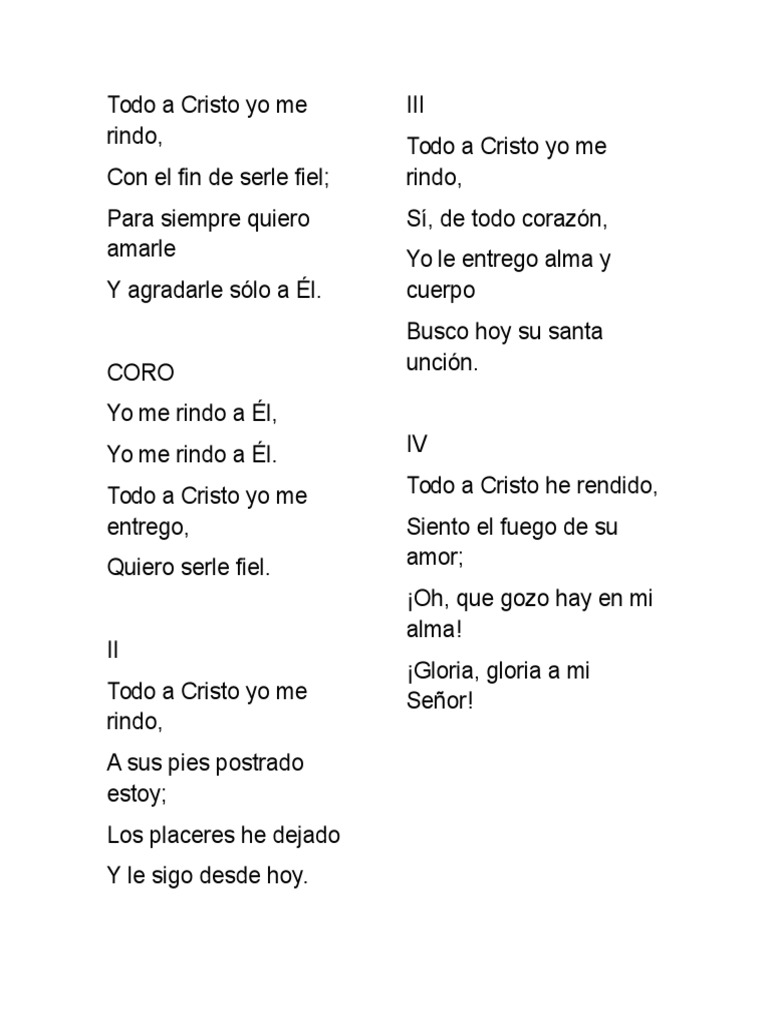 Todo A Cristo Yo Me Rindo | PDF