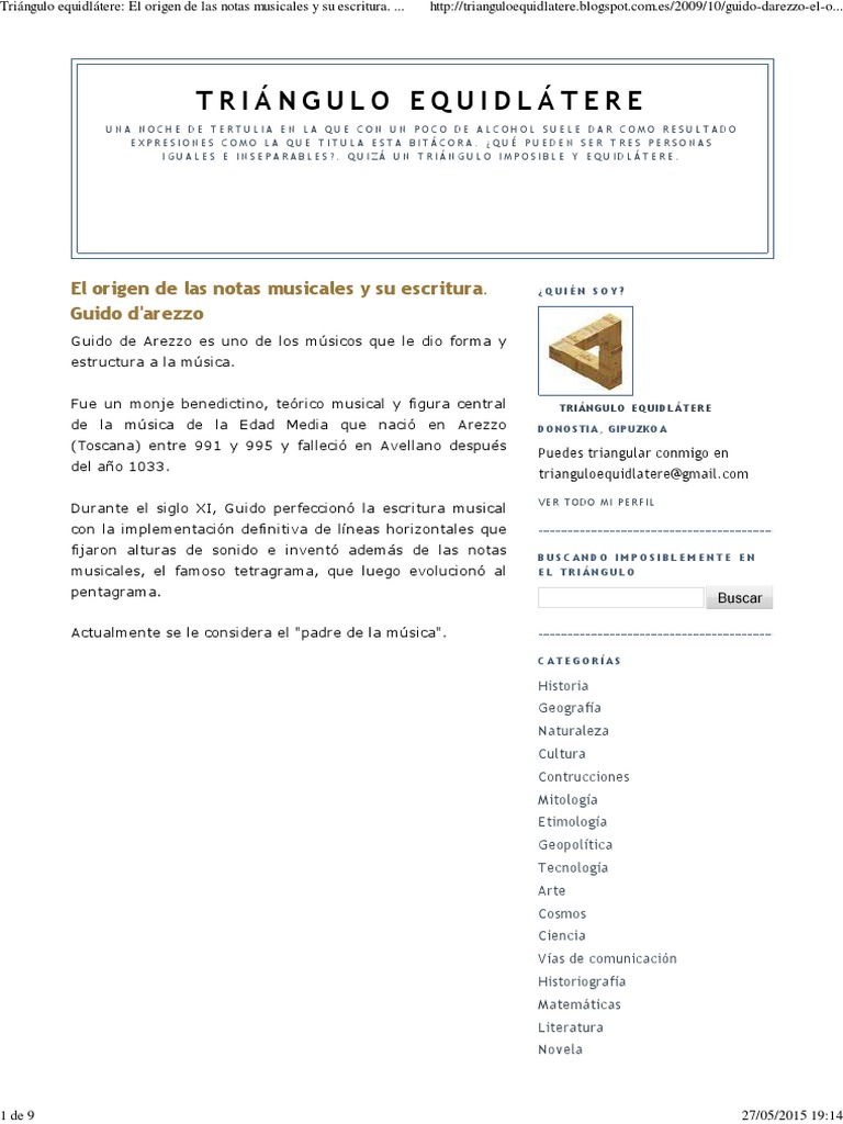 El Origen de Las Notas Musicales y Su Escritura. Guido d