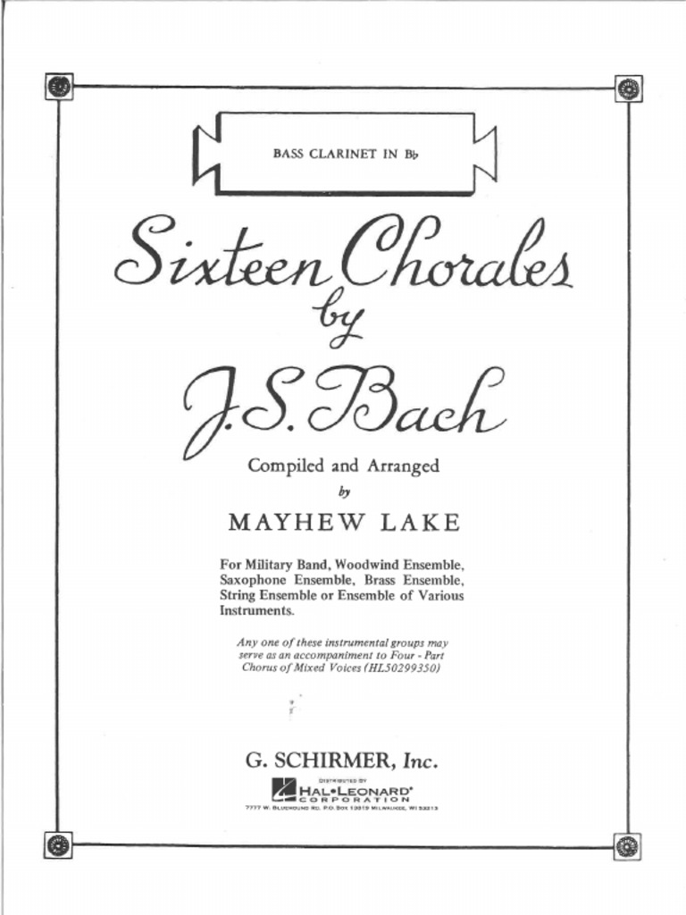 8-16 Chorales by JS Bach (Bass Clarinet) | PDF