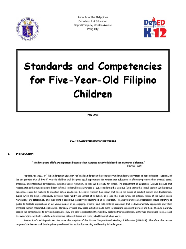 Kinder Curriculum 2016 PDF | PDF | Curriculum | Kindergarten