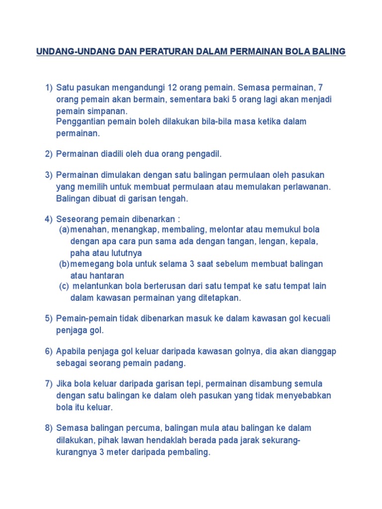 Undang-undang Dan Peraturan Dalam Permainan Bola Baling