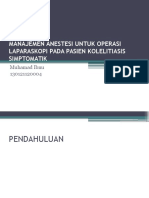 Manajemen Anestesi Untuk Operasi Laparaskopi Pada Pasien Kolelitiasis