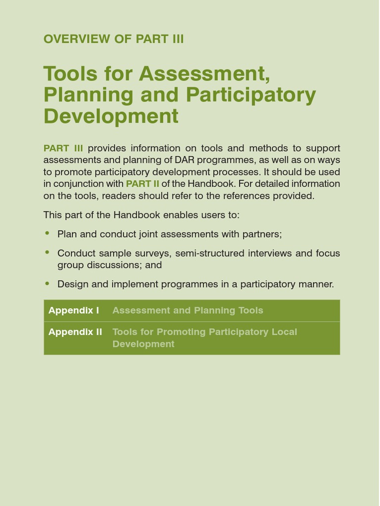 Assessment Tools for Participatory Development | PDF | Survey ...