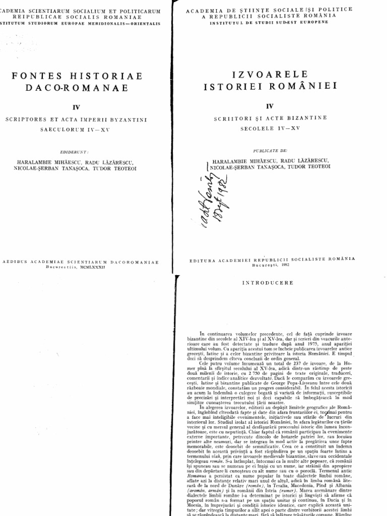 Tudor Teoteoi Izvoarele Istoriei Romaniei