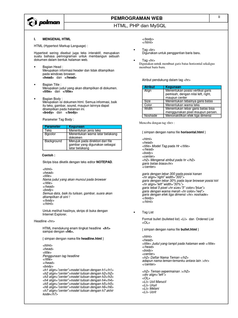 Panduan Lengkap HTML dan PHP | PDF