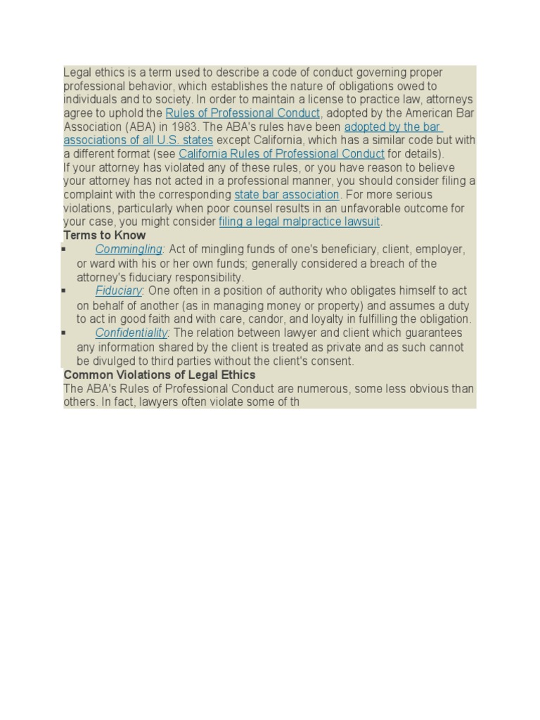 Rules of professional conduct adopted by the bar associations of all u