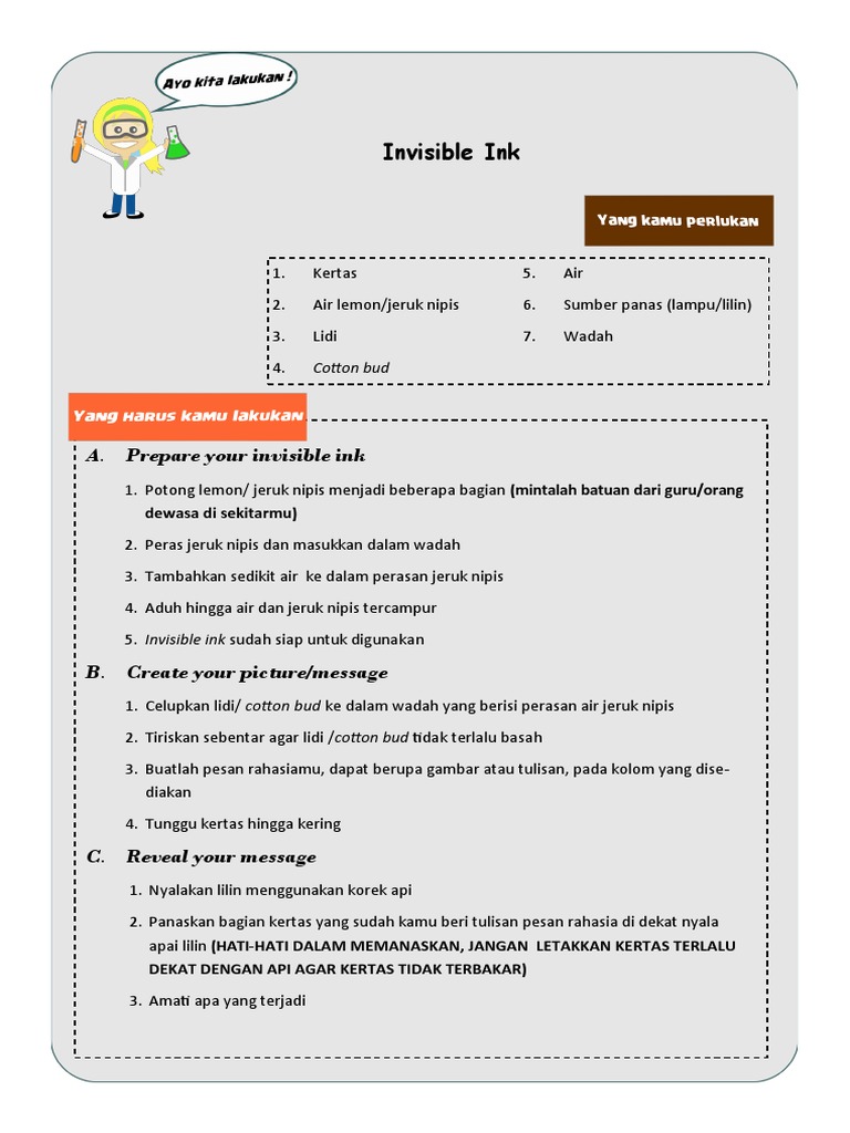 Cara Membuat Tinta Tak Terlihat | PDF