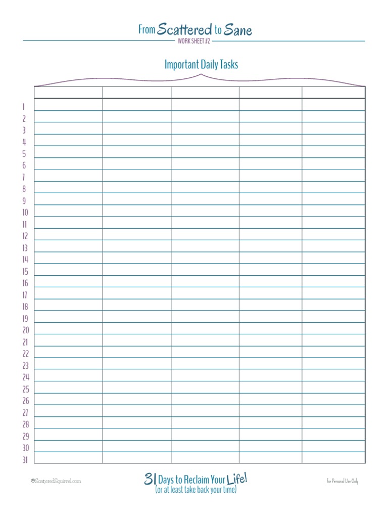 Daily Task Management Worksheet | PDF | Home & Garden