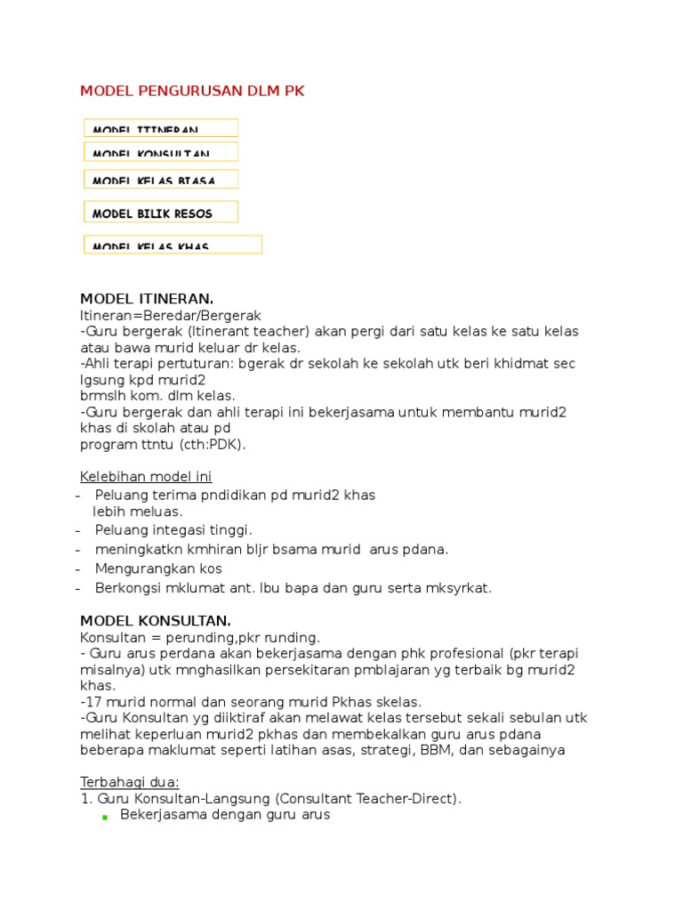 Model Pengurusan Dlm Pk Pdf