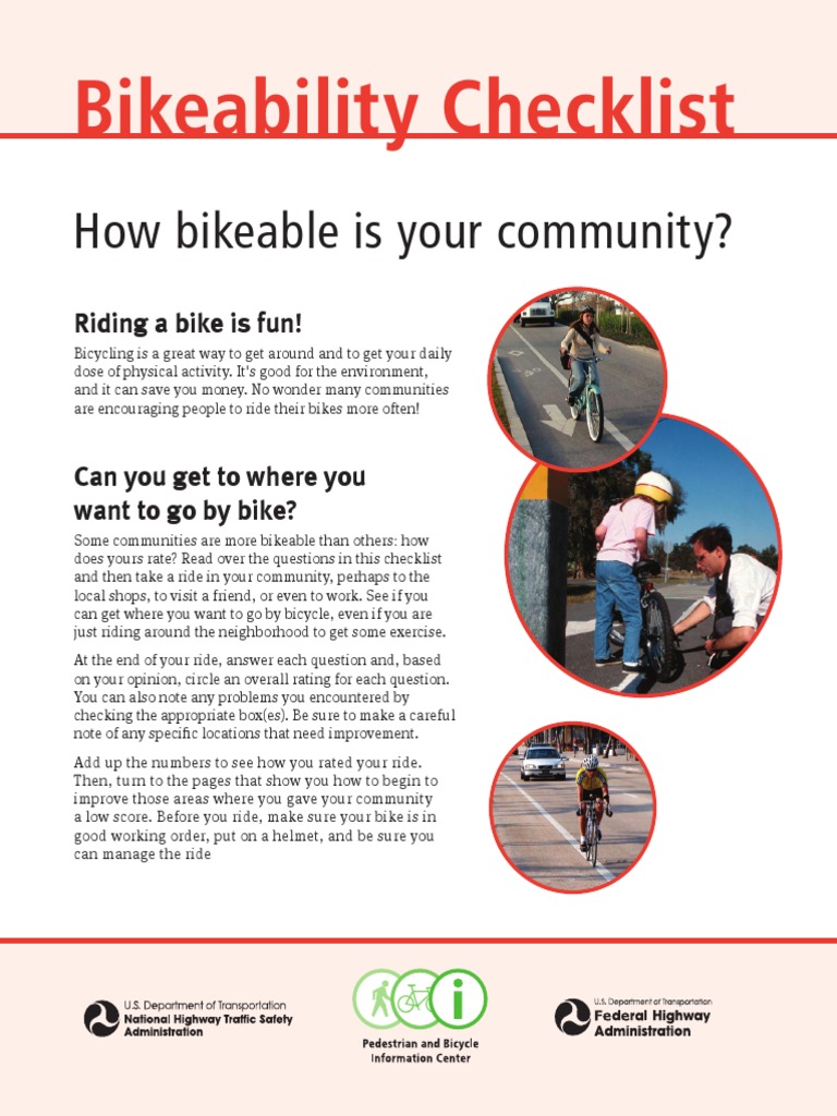 Community Bikeability Assessment Guide | PDF | Trail | Traffic