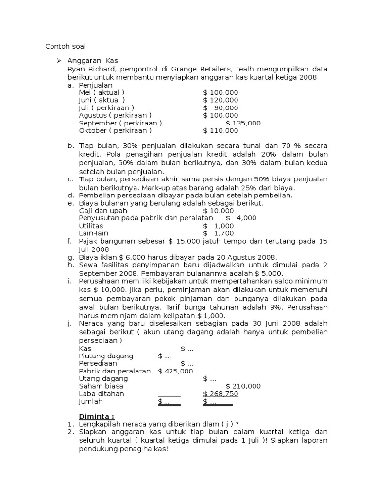 Contoh Soal Manajemen Kas Dan Manajemen Persediaan Contoh Soal Terbaru
