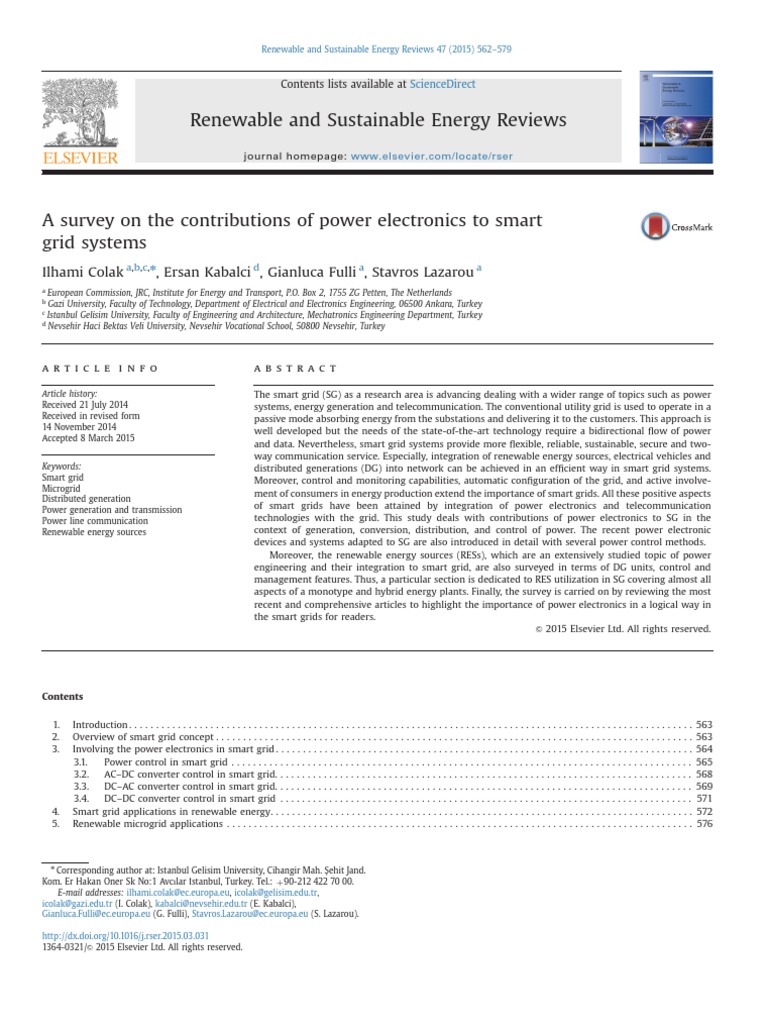 Power Electronics in Smart Grids Survey | PDF | Electrical Grid | Power ...