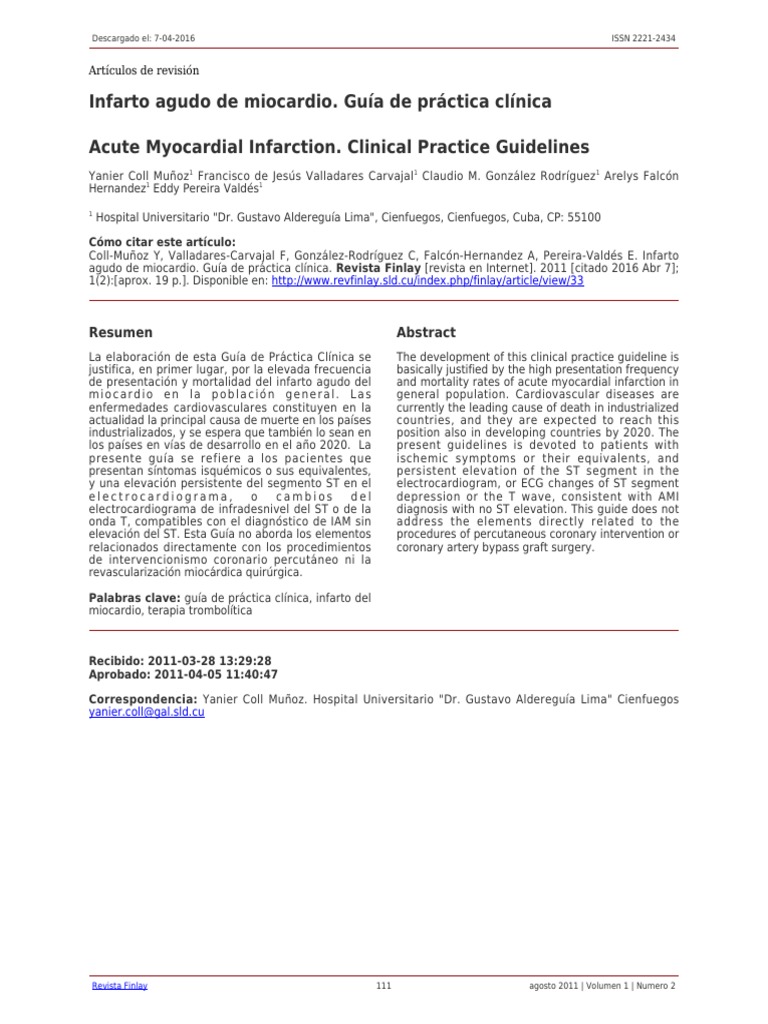Infarto Agudo Al Miocardio | PDF | Infarto de miocardio | Angina de pecho