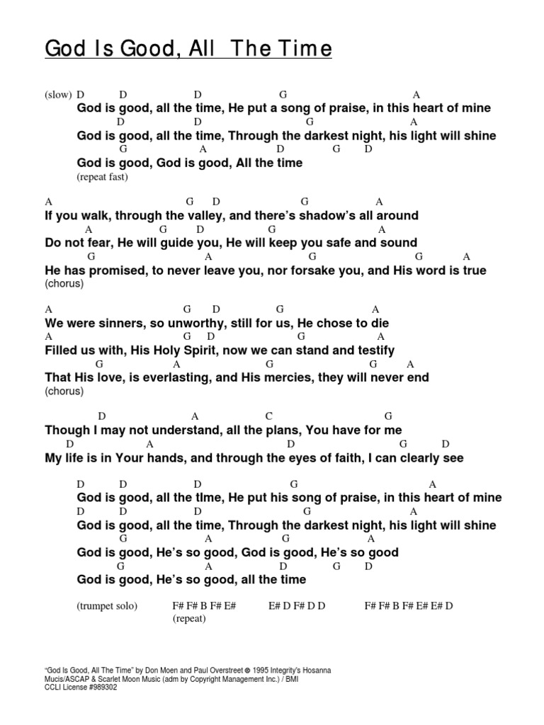 God Is Good All The Time in D Chords PDF | PDF | Abrahamic 