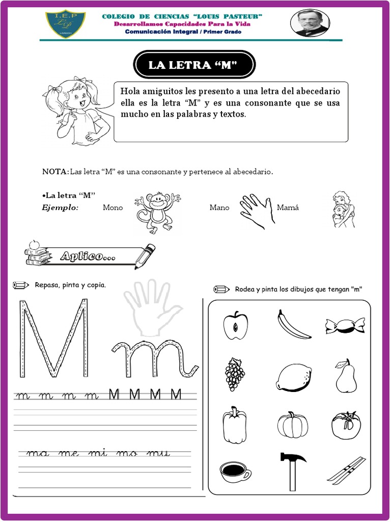 Actividades con la letra M para primer grado | PDF