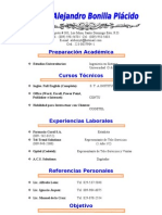 Curriculum Nuevo de Alejandro Bonilla Placido