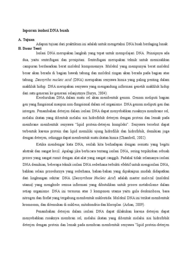 Laporan Isolasi Dna Buah