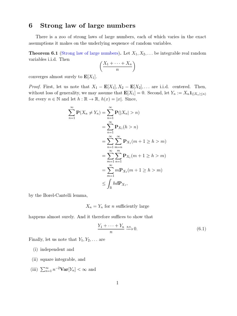 Strong Law of Large Numbers | PDF | Distribution (Mathematics) | Random ...