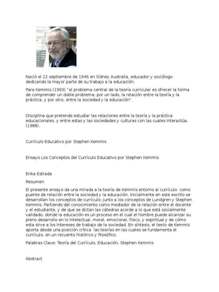 Teoría del Currículo de Stephen Kemmis | PDF | Plan de estudios ...