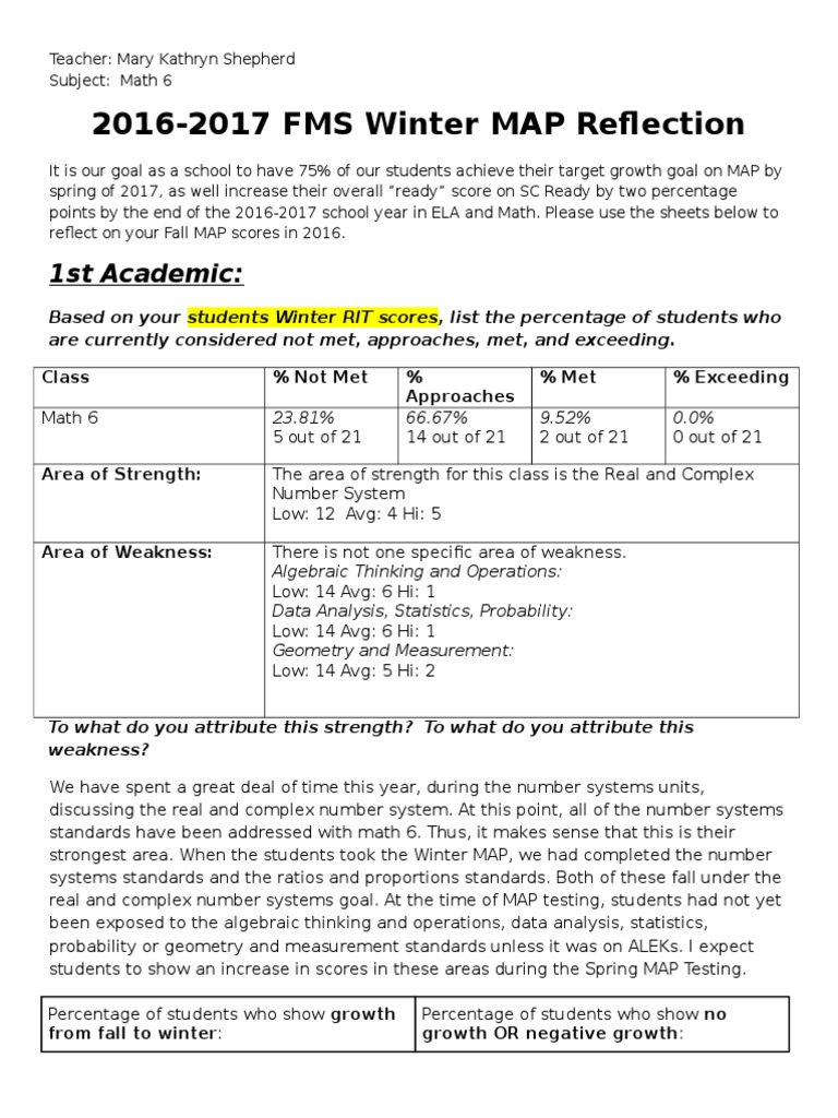 Winter16 17mapmathreflectionsheet Maryshepherd | PDF | Educational ...