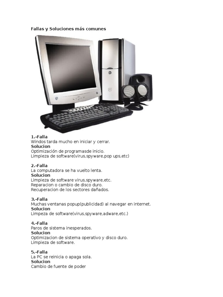 Fallas Y Soluciones Más Pdf Periférico Sistema Operativo